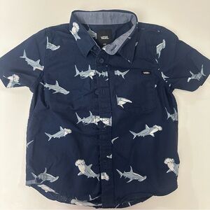 Vans Kids Shark Print button up shirt size 4